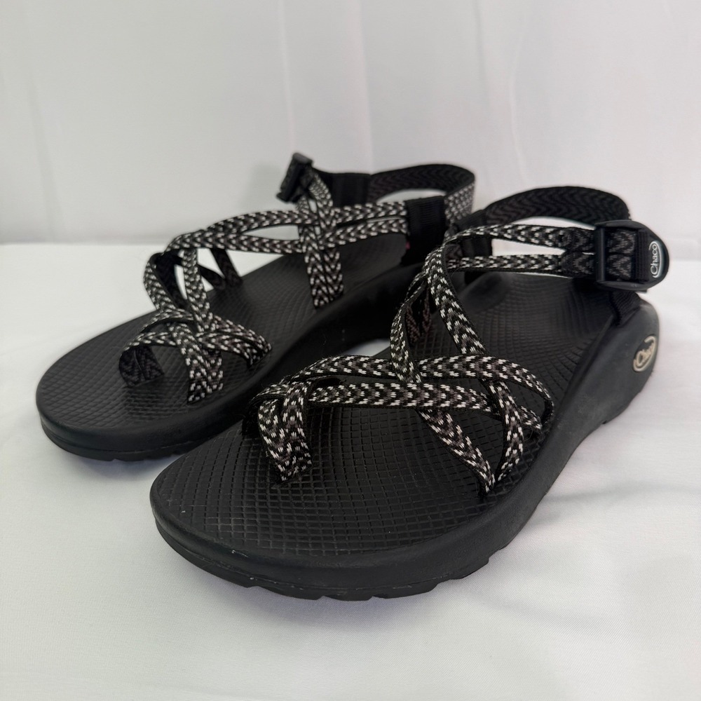 Chaco Z Cloud 2 Sandals Womens 8 Black White Strappy Toe Loop J106266W - Picture 4 of 11